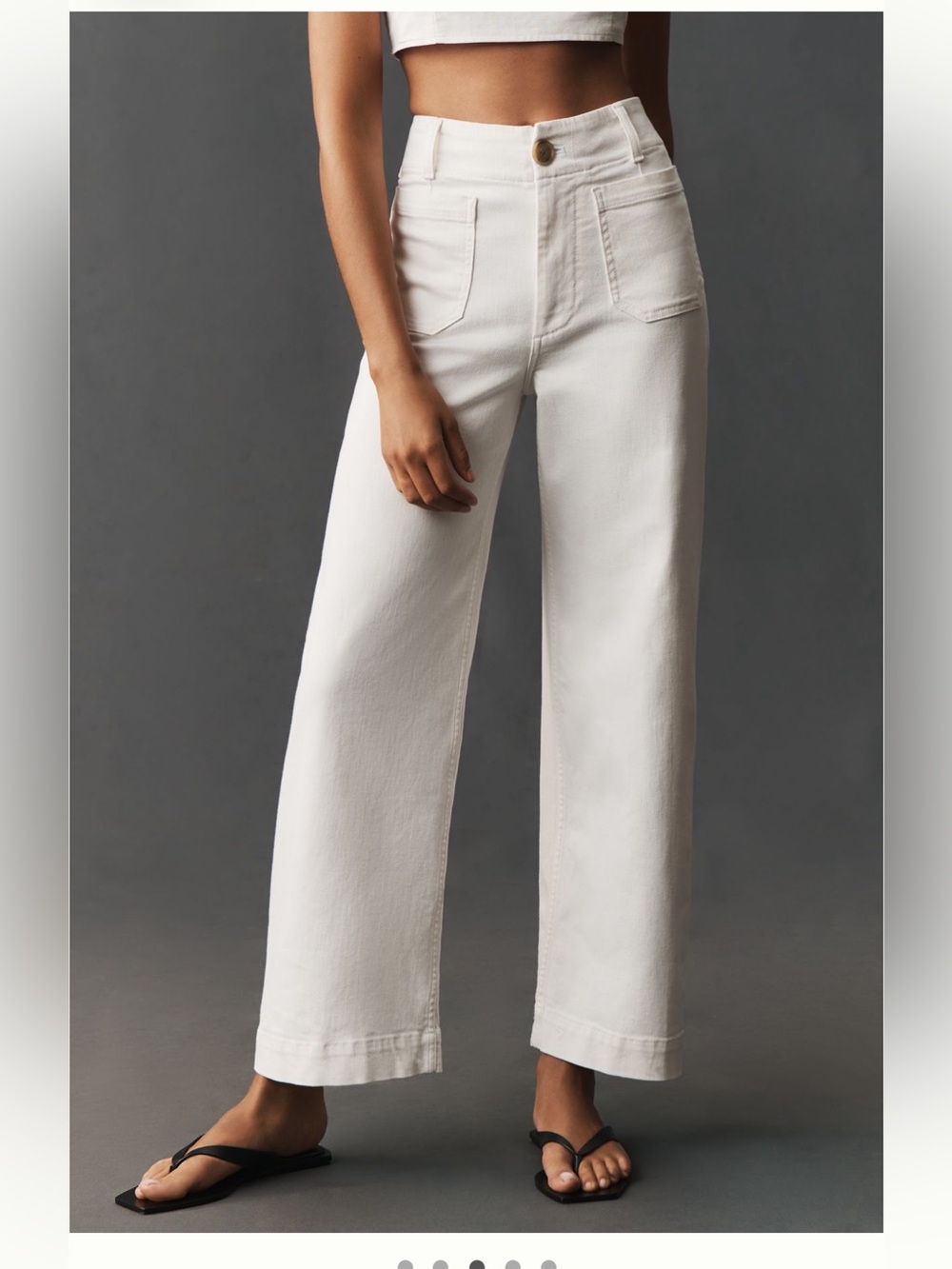 Anthropologie Colette White Denim Wide Leg High Rise Jeans 29 Petite